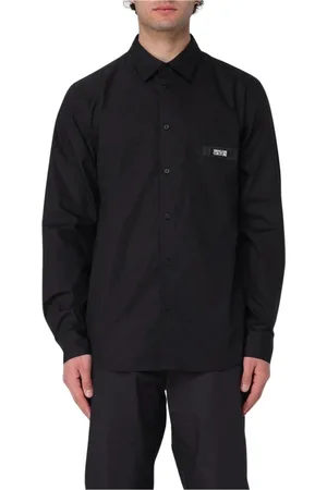 VERSACE Overhemden, Heren, Zwart, M, Katoen, Zwarte longsleeve shirt