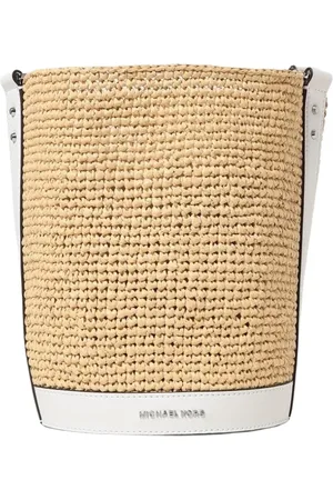 Michael Kors Tassen, Dames, Wit, ONE Size, Strooien Emmer Tas in Wit