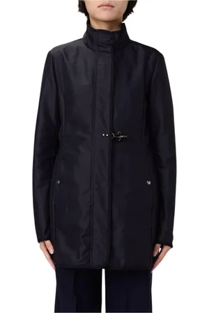 FAY Mantels, Dames, Blauw, S, Blauwe Hoodie Jas voor Vrouwen
