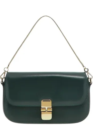 A.P.C. Tassen, Dames, Groen, ONE Size, Leer, Groene leren schoudertas