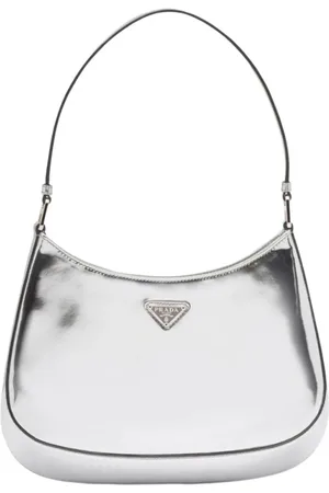 Prada Tassen, Dames, Grijs, ONE Size, Schoudertas met zilveren accenten