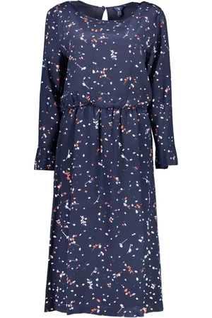 GANT Kleedjes, Dames, Blauw, M, Blauwe Lange Jurk met Lange Mouwen