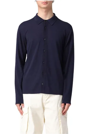 Roberto Collina Truien, Heren, Blauw, 2Xl, Wol, Merino Wool Polo Sweater