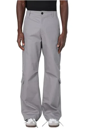 Msgm Broeken, Heren, Grijs, L, Katoen, Veelzijdige Cargo Broek voor Mannen