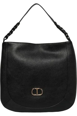 Twin-Set Tassen, Dames, Zwart, ONE Size, Leer, Schoudertas met Touwontwerp