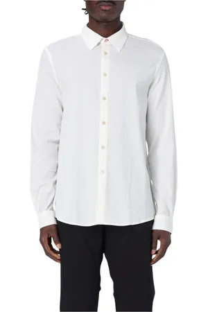 Paul Smith Overhemden, Heren, Wit, L, Katoen, Blauw Gestreept Katoenen Overhemd