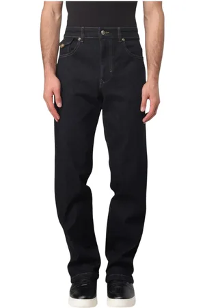 VERSACE Jeans, Heren, Blauw, W34, Katoen, Blauwe Klassieke Straight Leg Jeans