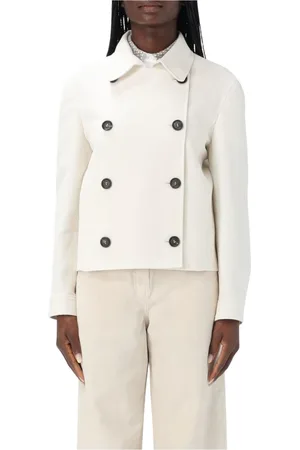 Brunello Cucinelli Jassen, Dames, Wit, S, Witte Double-Breasted Peacoat
