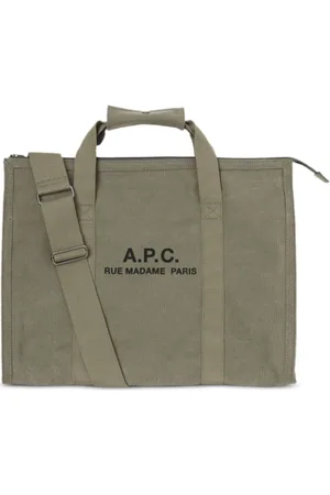 A.P.C. Tassen, Heren, Bruin, ONE Size, Katoen, Khaki Groene Canvas Schoudertas