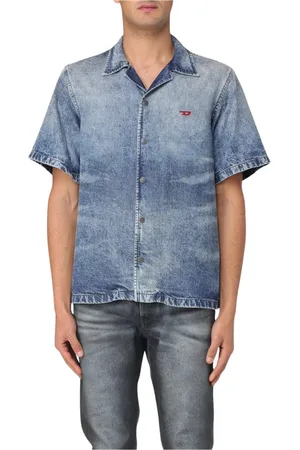 Diesel Overhemden, Heren, Blauw, M, Denim, Blauwe Denim Overhemd Relaxte Pasvorm