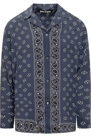 Palm Angels Overhemden, Heren, Blauw, M, Paisley Overhemd Lange Mouwen