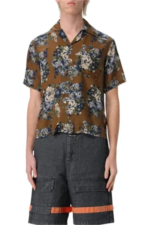 KAPITAL Overhemden, Heren, Veelkleurig, M, Bloemen Zijden Shirt Korte Mouw