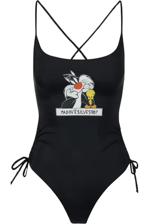 Iceberg Badkleding, Dames, Zwart, L, Zwarte jumpsuit met Looney Tunes-print op de borst