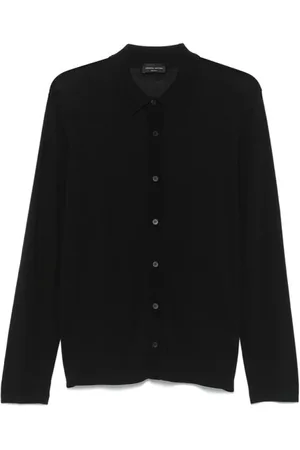 Roberto Collina Truien, Heren, Zwart, M, Katoen, Zwarte Katoenen Poloshirt