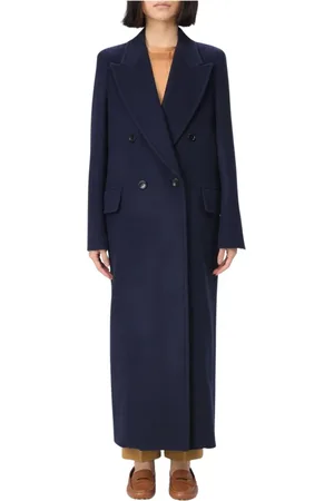 Max Mara Mantels, Dames, Blauw, 3Xs, Wol, Blauwe Double Breasted Jas