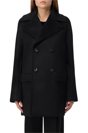 Max Mara Mantels, Dames, Zwart, M, Wol, Zwarte Wollen Jas, Tijdloze Elegantie