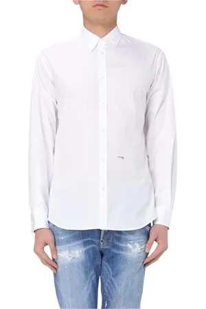 Dsquared2 Overhemden, Heren, Wit, L, Katoen, Zwarte Poplin Overhemd met Lange Mouwen