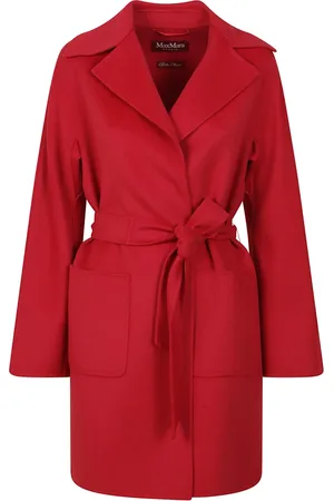 Max Mara Mantels, Dames, Rood, S, Wol, Elegante Wollen Jas