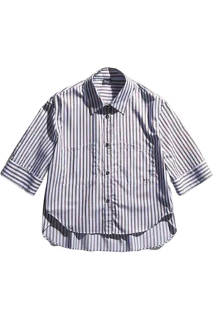 FAY Blouses & Shirts, Dames, Veelkleurig, L, Katoen, Gestreept katoenen overhemd Celeste/marrone