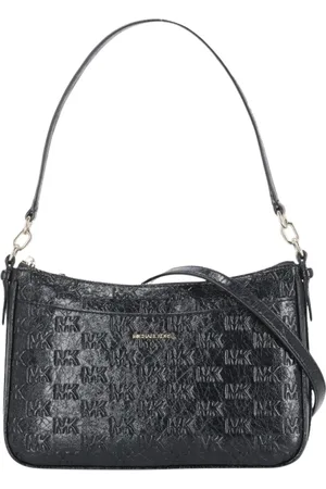 Michael Kors Tassen, Dames, Zwart, ONE Size, Leer, Geëtste Logo Schoudertas
