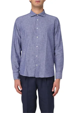 Manuel Ritz Overhemden, Heren, Blauw, M, Linnen, Blauw Linnen Overhemd
