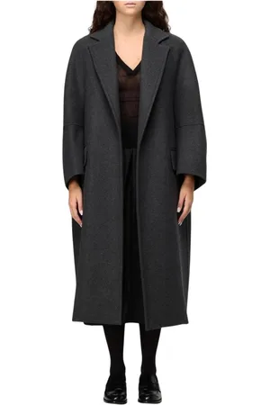 Max Mara Mantels, Dames, Grijs, 3Xs, Wol, Elegante Wollen Jas