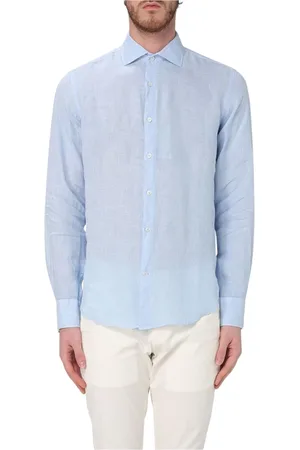 Paul & Shark Overhemden, Heren, Blauw, L, Linnen, Casual Linnen Overhemd Lange Mouw
