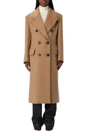Max Mara Mantels, Dames, Bruin, 3Xs, Elegant Camel Hair Maxi Coat