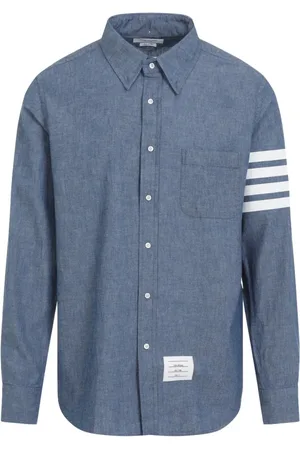 Thom Browne Overhemden, Heren, Blauw, M, Katoen, Blauw Katoenen Overhemd