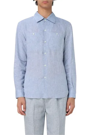 Brunello Cucinelli Overhemden, Heren, Blauw, XL, Elegante Blauwe Button-Up Overhemd
