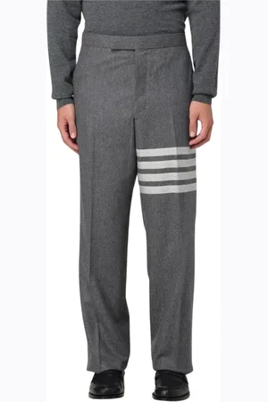 Thom Browne Broeken, Heren, Grijs, XL, Wol, Grijze Gestreepte Pantalon