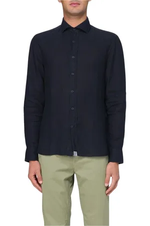 Peuterey Overhemden, Heren, Blauw, M, Linnen, Wit Overhemd Klassieke Stijl