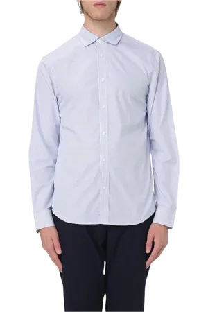 Armani Exchange Overhemden, Heren, Blauw, S, Katoen, Blauw Gestreept Overhemdjurk