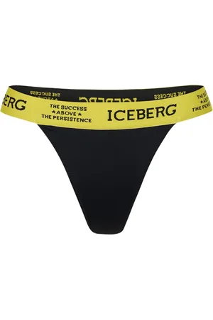 Iceberg Badkleding, Dames, Zwart, M, Zwarte hoog uitgesneden slip met elastische tailleband en contrasterend logo