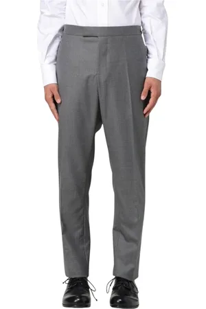 Thom Browne Broeken, Heren, Grijs, L, Leer, Elegante Grijze Pantalon