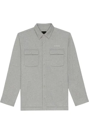 Givenchy Jassen, Heren, Grijs, M, Katoen, Elegante Grijze Overhemd Relaxte Pasvorm