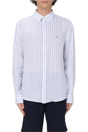 Tommy Hilfiger Overhemden, Heren, Blauw, M, Katoen, Blauw Gestreept Overhemd