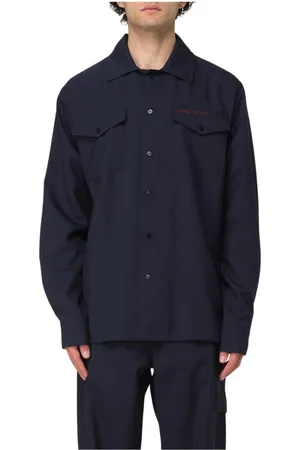 Marni Overhemden, Heren, Blauw, L, Wol, Blauwe Shirt-Style Blazer