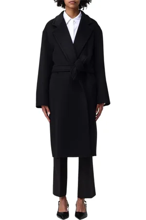 Max Mara Mantels, Dames, Zwart, S, Luxe Camel Wrap Jas