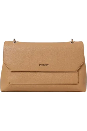 Twin-Set Tassen, Dames, Bruin, ONE Size, Leer, Lichtblauwe leren schoudertas