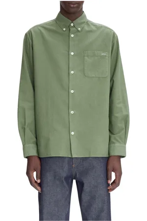 A.P.C. Overhemden, Heren, Groen, S, Katoen, Groene Oxford Overhemd met Lange Mouwen
