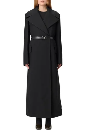 Jil Sander Mantels, Dames, Zwart, S, Wol, Elegante Ceintuur Trenchcoat