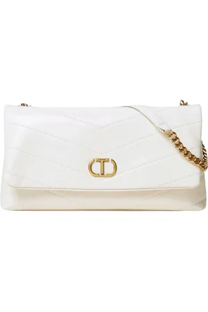 Twin-Set Tassen, Dames, Wit, ONE Size, Parel Leren Crossbody Tas