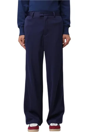 Msgm Broeken, Heren, Blauw, M, Katoen, Blauwe Wide Leg Broek voor Mannen