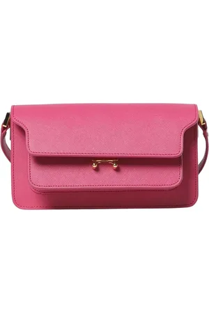 Marni Tassen, Dames, Roze, ONE Size, Leer, Aardbei Schoudertas Magnetische Sluiting