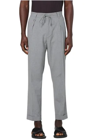 Paolo Pecora Broeken, Heren, Grijs, XS, Grijze Tailored Broek met Trekkoord