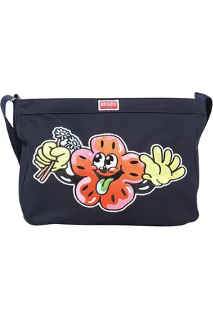 Kenzo Tassen, Dames, Blauw, ONE Size, Blauwe Grafische Canvas Schoudertas