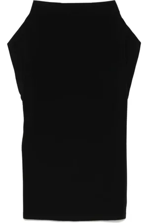 Norma Kamali Tops, Dames, Zwart, S, Zwarte Jurk met Wijde Hals en Rechte Zoom