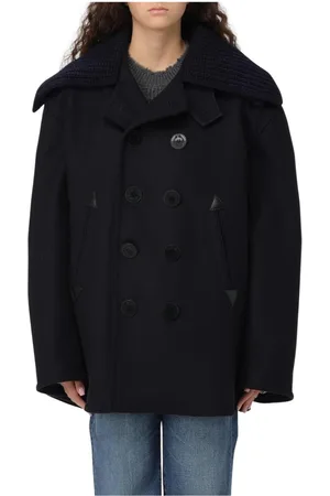 Dsquared2 Mantels, Dames, Blauw, M, Wol, Navy Pea Coat Elegant Stijlvol Veelzijdig