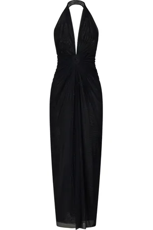 FISICO Kleedjes, Dames, Zwart, S, Tule, Zwarte Halter Maxi Jurk voor Vrouwen